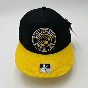 Adidas Columbus Crew SC MLS Hat Mens SM Black Yellow Climalite Superflex New